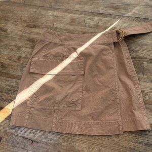 Banana Republic Tan Khaki Utility Belted Wrap Cargo Skirt Size 6P